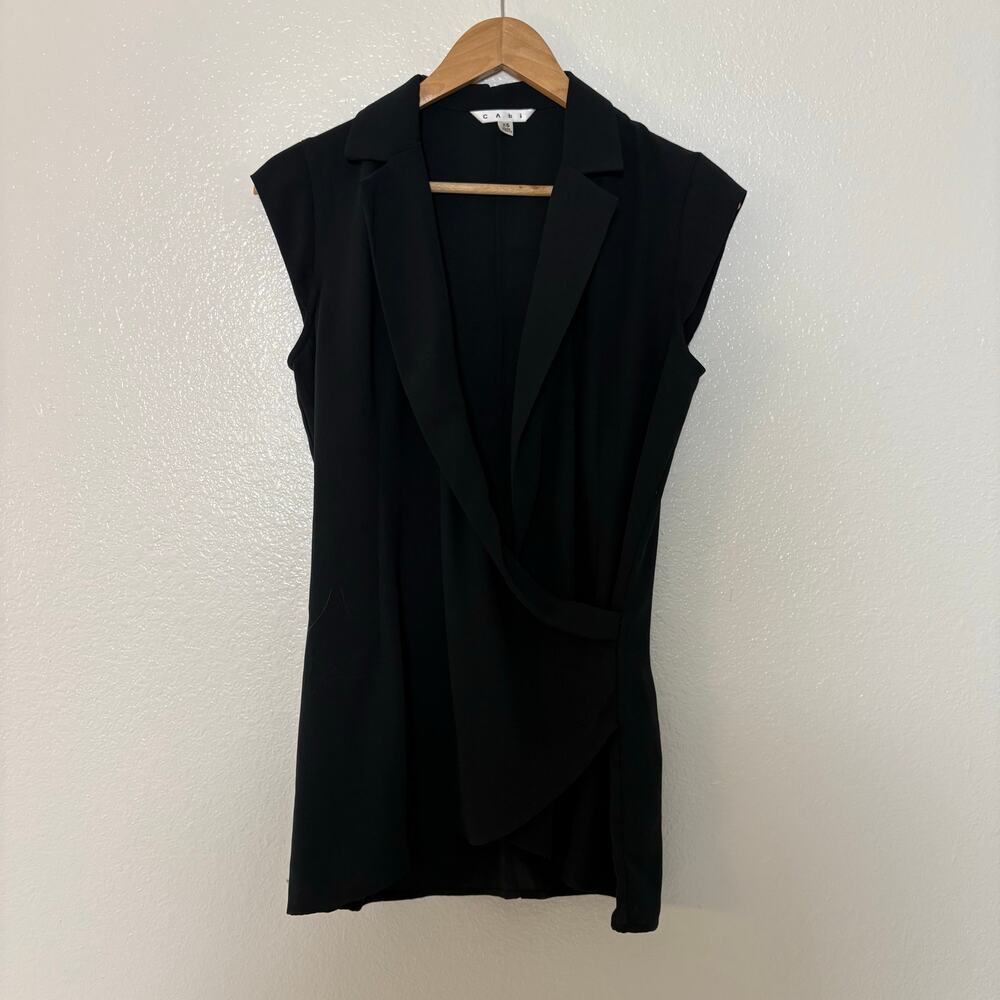 Chic Cabi Draped Black Sleeveless Origami Crossover Corpcore